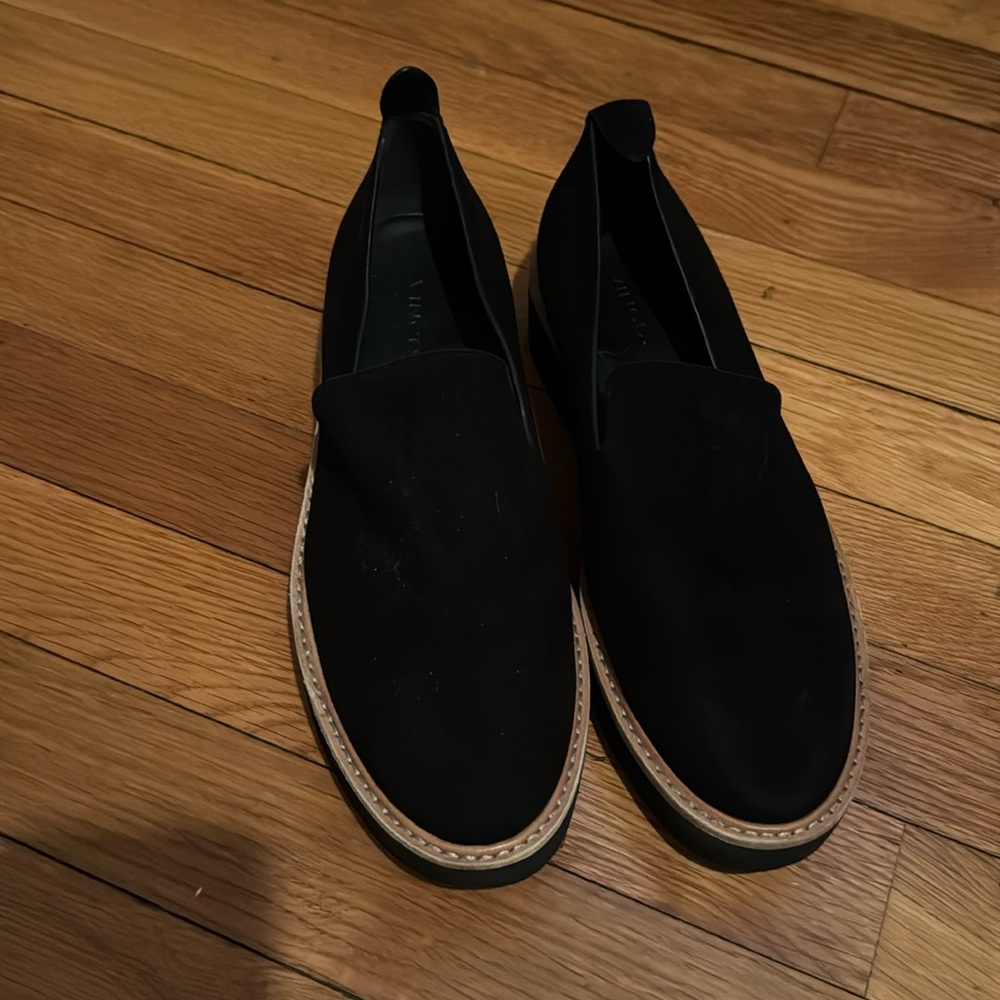 Vince black suede loafers, size 6